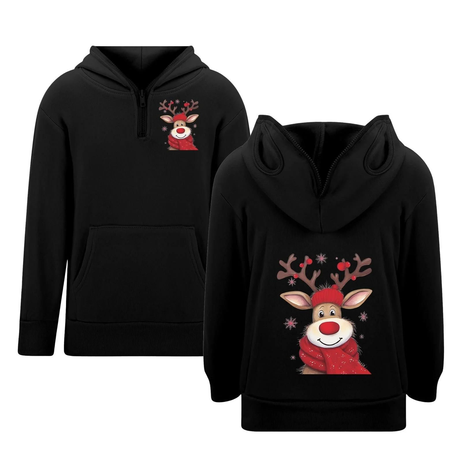 Різдвяний джемпер Худі для хлопчиків з принтом, блискавкою, фото №1 Різдвяний джемпер Худі для хлопчиків з принтом, блискавкою, фото №1