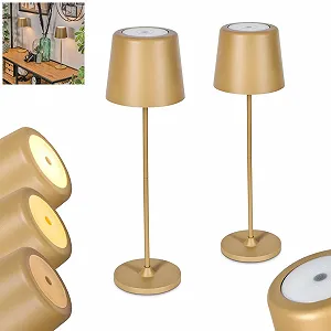 Настільна лампа HOFSTEIN Belece LED набір з 2 шт. метал / пластик акумуляторна USB-C IP44 Бежевий/Білий - Фото 1