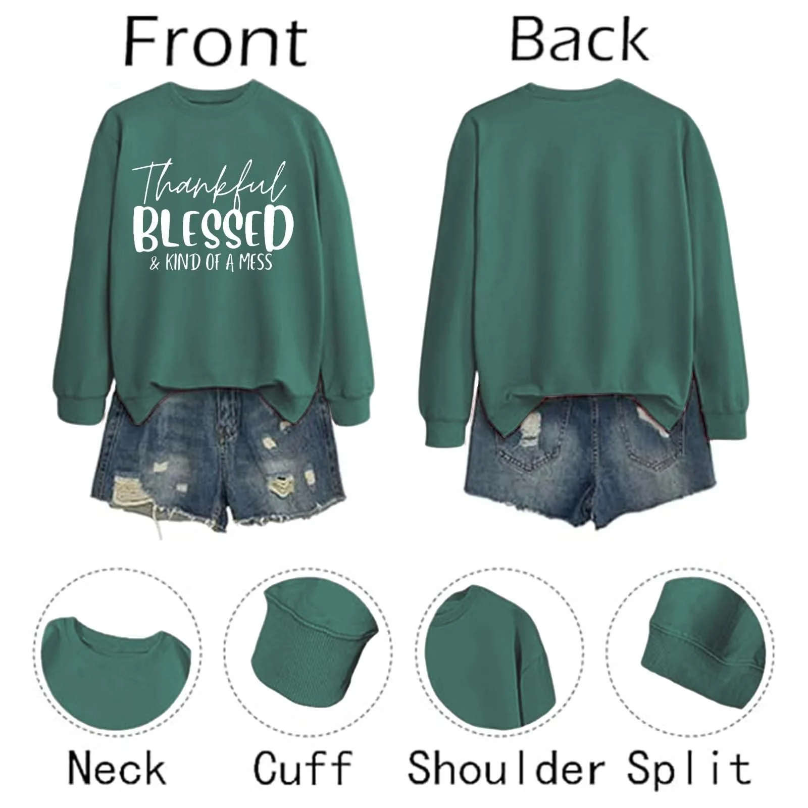 Женский Свитшот Рождественский Мода Letter Print Круглый вырез Длинный рукав Зимний, фото №4