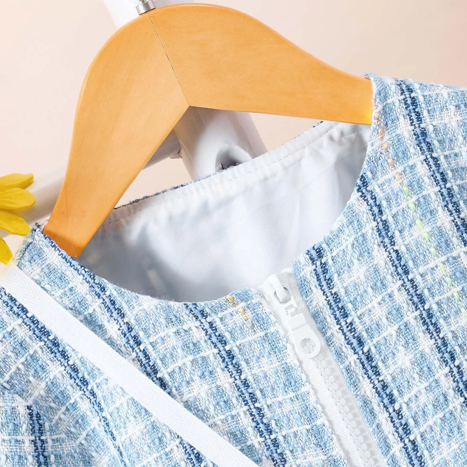 Флисовое пальто в клетку для девочки Generisch со съемной мягкой теплой курткой для малышей, стильная верхняя одежда, фото №5