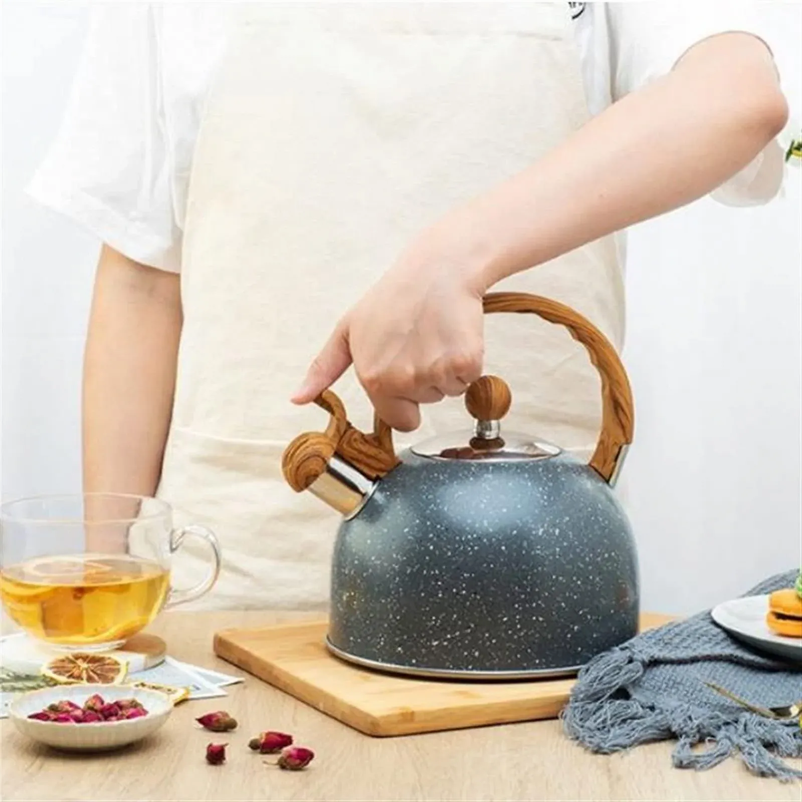 Чайник з нержавіючої сталі Чорний з дерев'яною ручкою 2.5 л, фото №7 Чайник з нержавіючої сталі Чорний з дерев'яною ручкою 2.5 л, фото №7