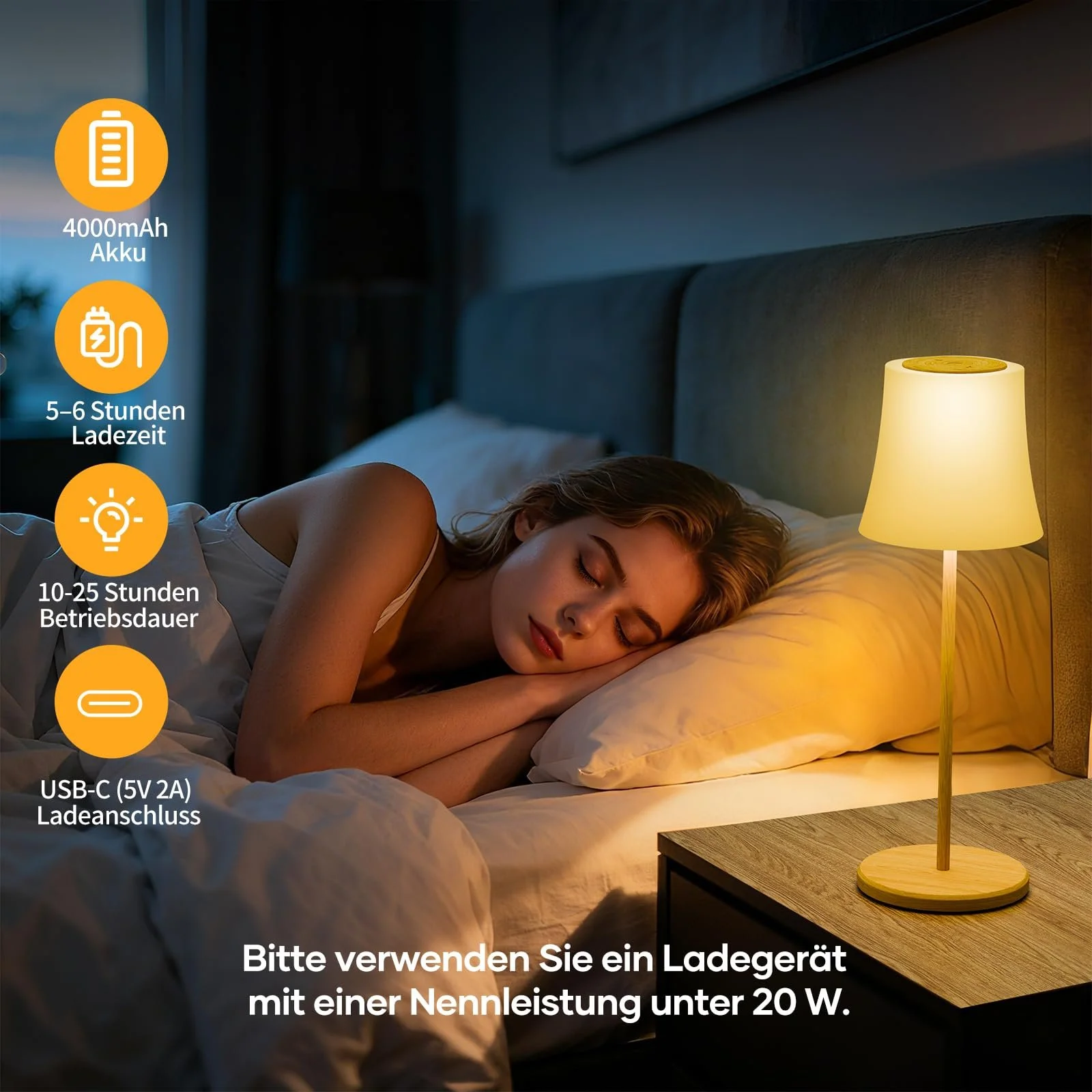 Настільна лампа LED Suright Wireless RGB Dimmable Touch IP54, фото №6