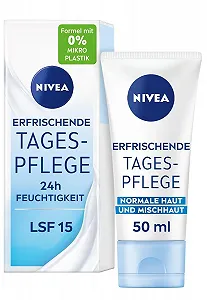 Денний крем NIVEA Erfrischende Tagespflege 24h Feuchtigkeit для нормальної та комбінованої шкіри з вітаміном Е SPF 15 50 мл - Фото 1