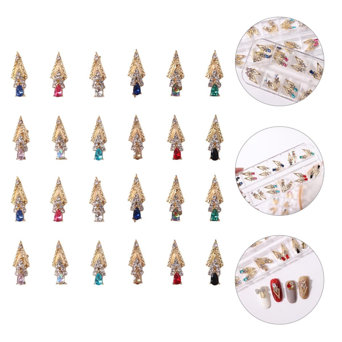 Украшения для ногтей Стразы для ногтей 24 шт. Блестящие украшения для маникюра и акриловых ногтей, фото №3
