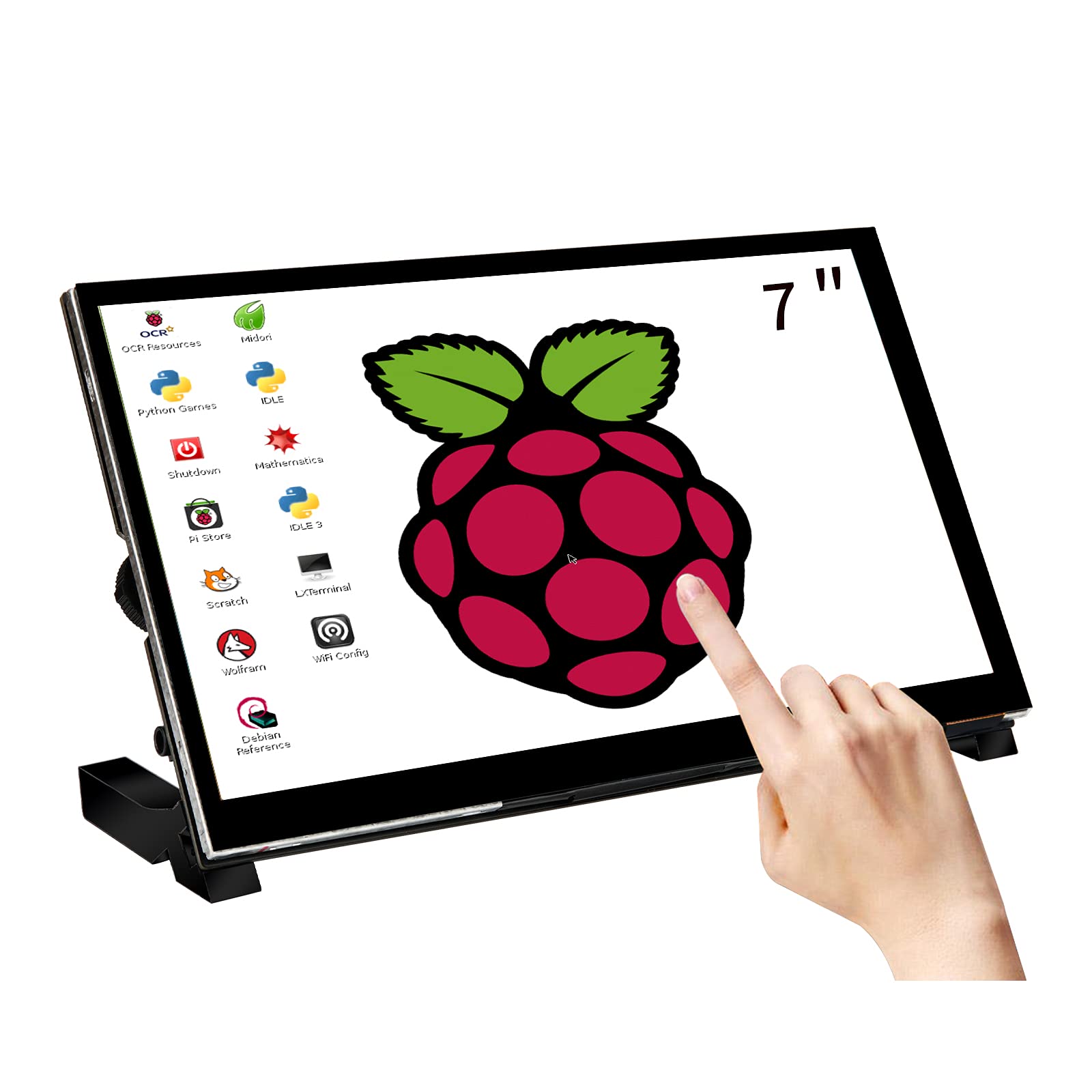 Монітор WIMAXIT Raspberry Pi Touch Screen Display 7 дюймів 1024 x 600 USB HDMI IPS 178° з динаміками та підставкою для Raspberry 4/3/2/Ноутбук/ПК, фото №1