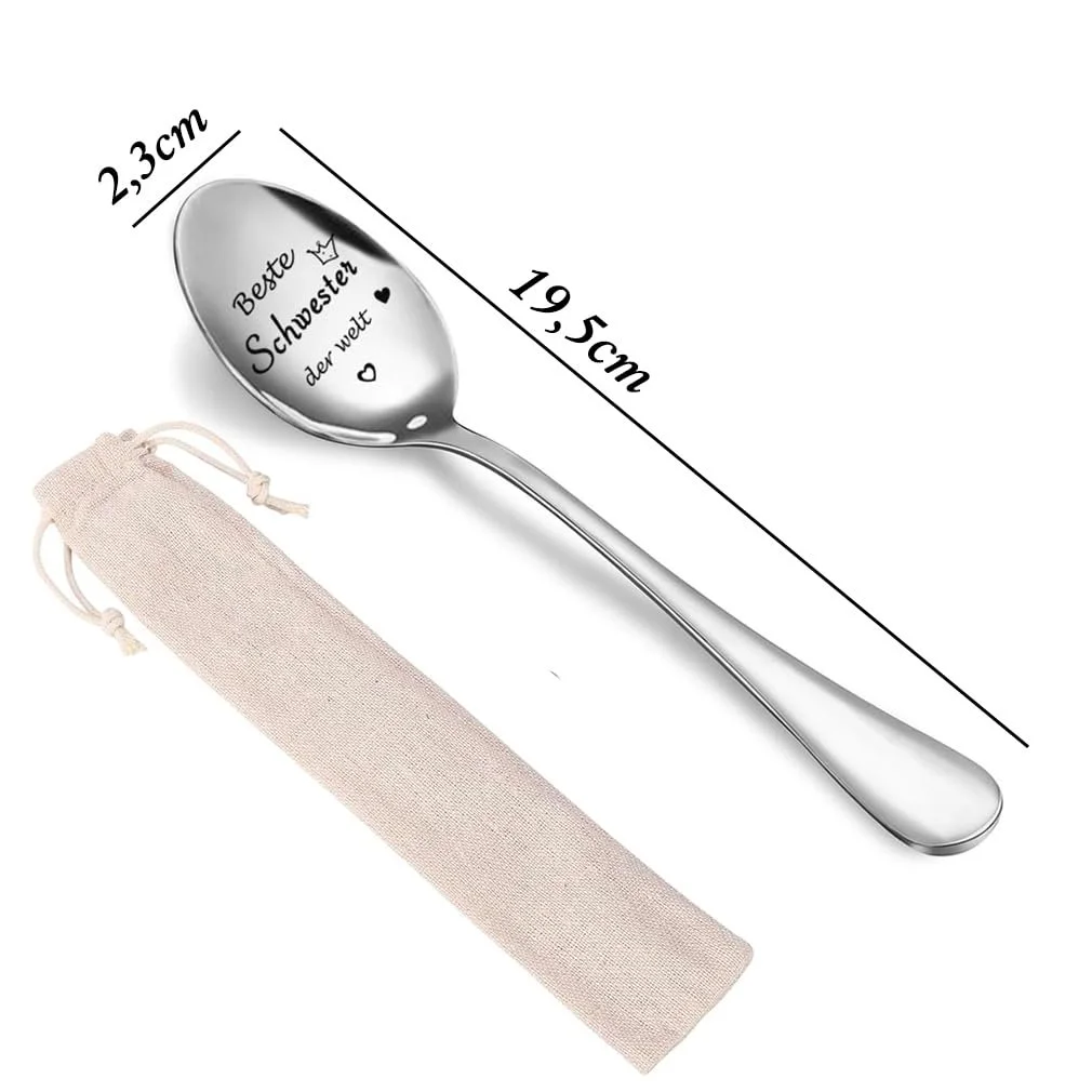 Ложка з нержавіючої сталі з гравіюванням Найкраща Сестра у Світі, фото №2