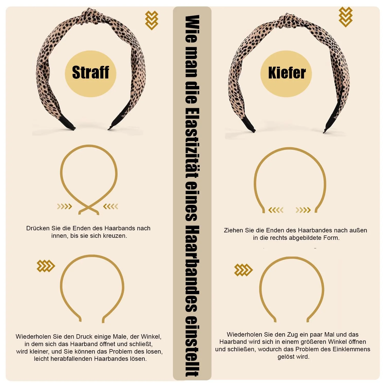 Набір обручів на голову 4 шт, Леопардовий принт, фото №3