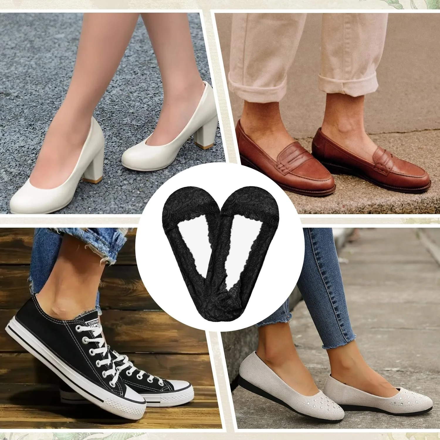 Жіночі шкарпетки-невидимки Мереживні 6 пар - Нековзні, фото №7 Жіночі шкарпетки-невидимки Мереживні 6 пар - Нековзні, фото №7