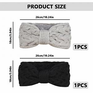 Вязаная тканевая эластичная повязка на голову, черный и серый synthetic.ua - Фото 1