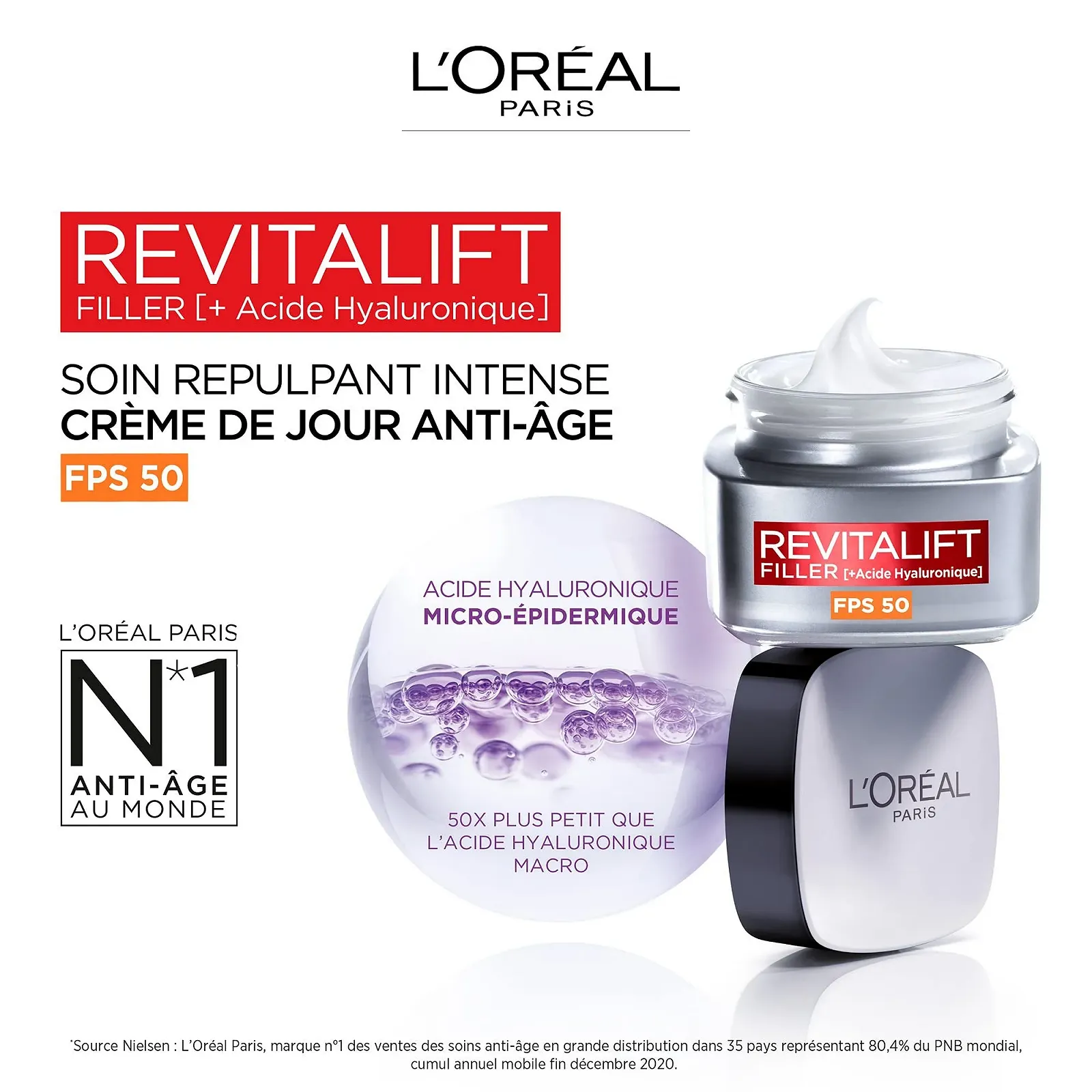 Дневной крем для лица L'Oréal Paris Revitalift Filler антивозрастной с гиалуроновой кислотой и SPF 50, 50 мл, фото №2 Дневной крем для лица L'Oréal Paris Revitalift Filler антивозрастной с гиалуроновой кислотой и SPF 50, 50 мл, фото №2