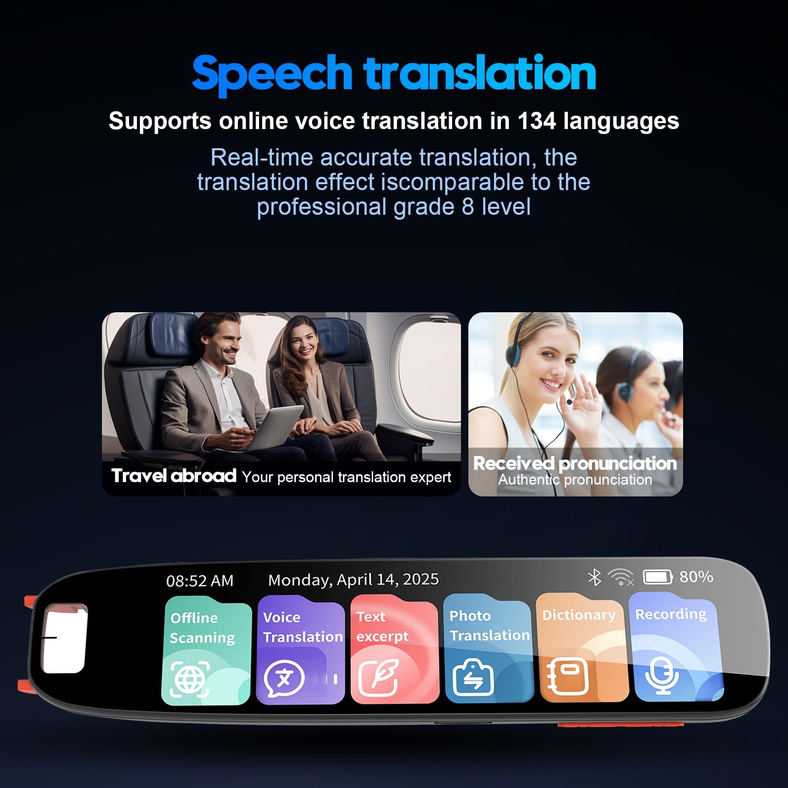 Ручка переводчик с поддержкой распознавания голоса и OCR текста в реальном времени, интеллектуальный голос, фото №5