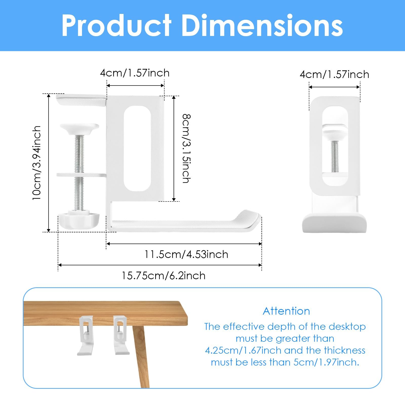 Подставка для ноутбука Вертикальная для стола Регулируемый прочный зажим для планшета Органайзер для дома, офиса и школы (Белый, 2 шт), фото №2