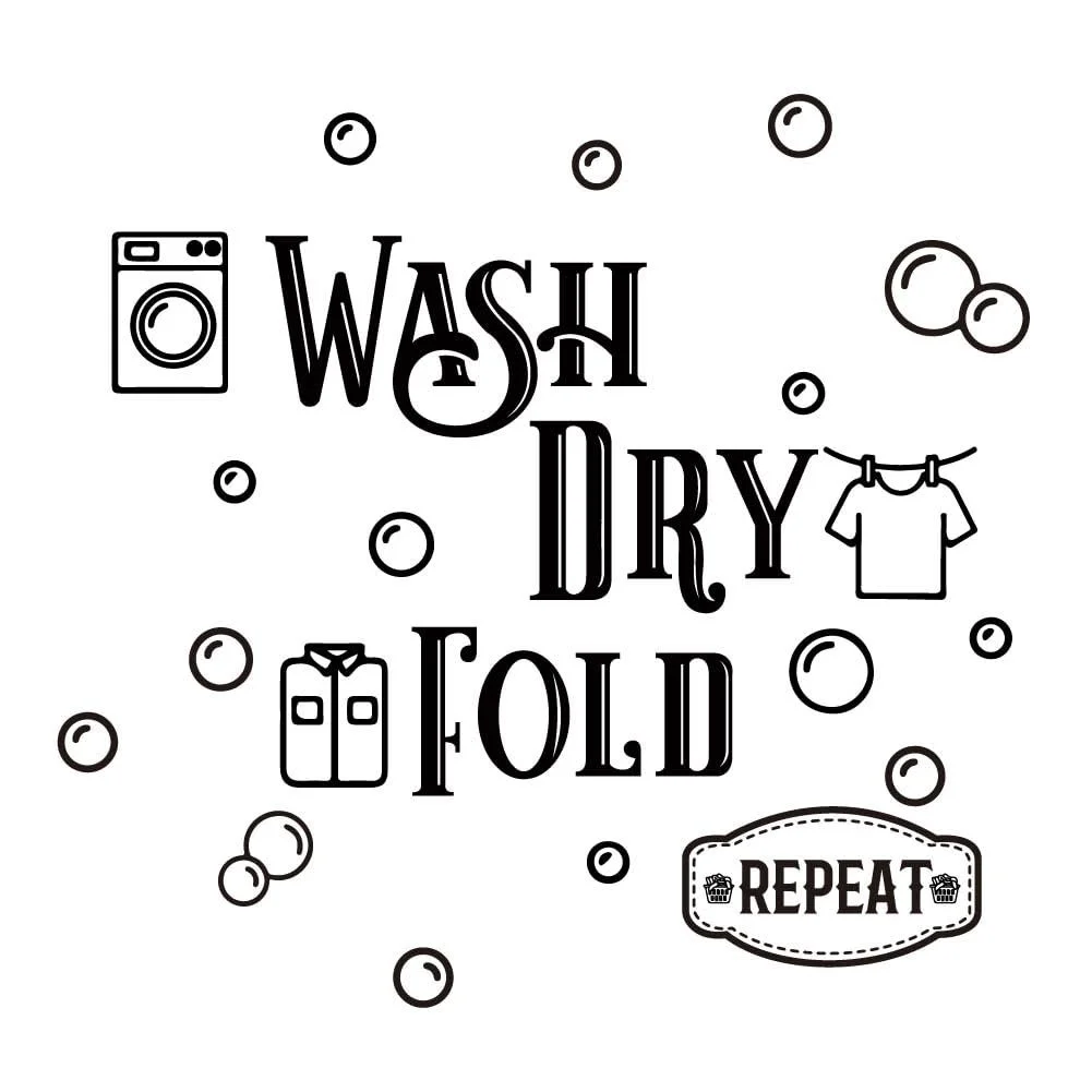 Наклейка на стіну SUPERDANT Пральня Wash Dry Fold Repeat 37.4 x 15.3 см, фото №2