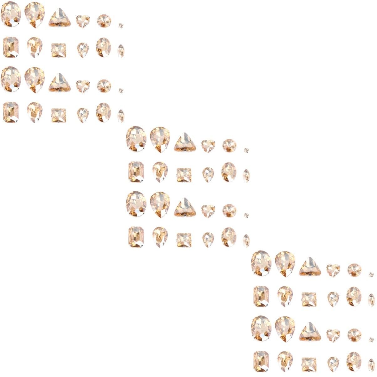 Стразы Стеклянные Tofficu 150 штук с основой-коготком, каплевидной формы, серебристое плоское основание для костюмов, разные формы, фото №1