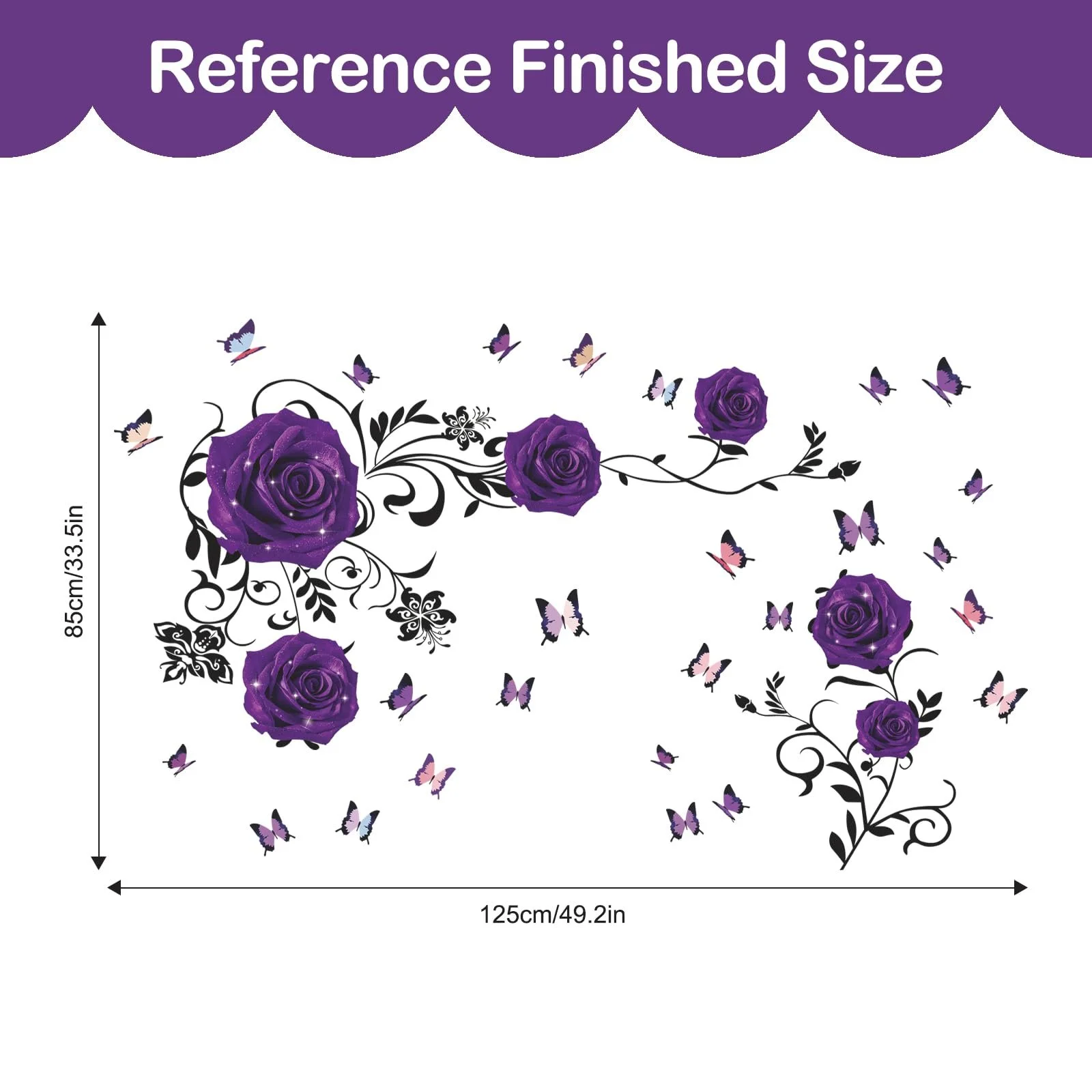 Наклейка на стіну Tanlaby Purple Roses Троянди та Півонії Пурпуровий/Блакитний, фото №5 Наклейка на стіну Tanlaby Purple Roses Троянди та Півонії Пурпуровий/Блакитний, фото №5