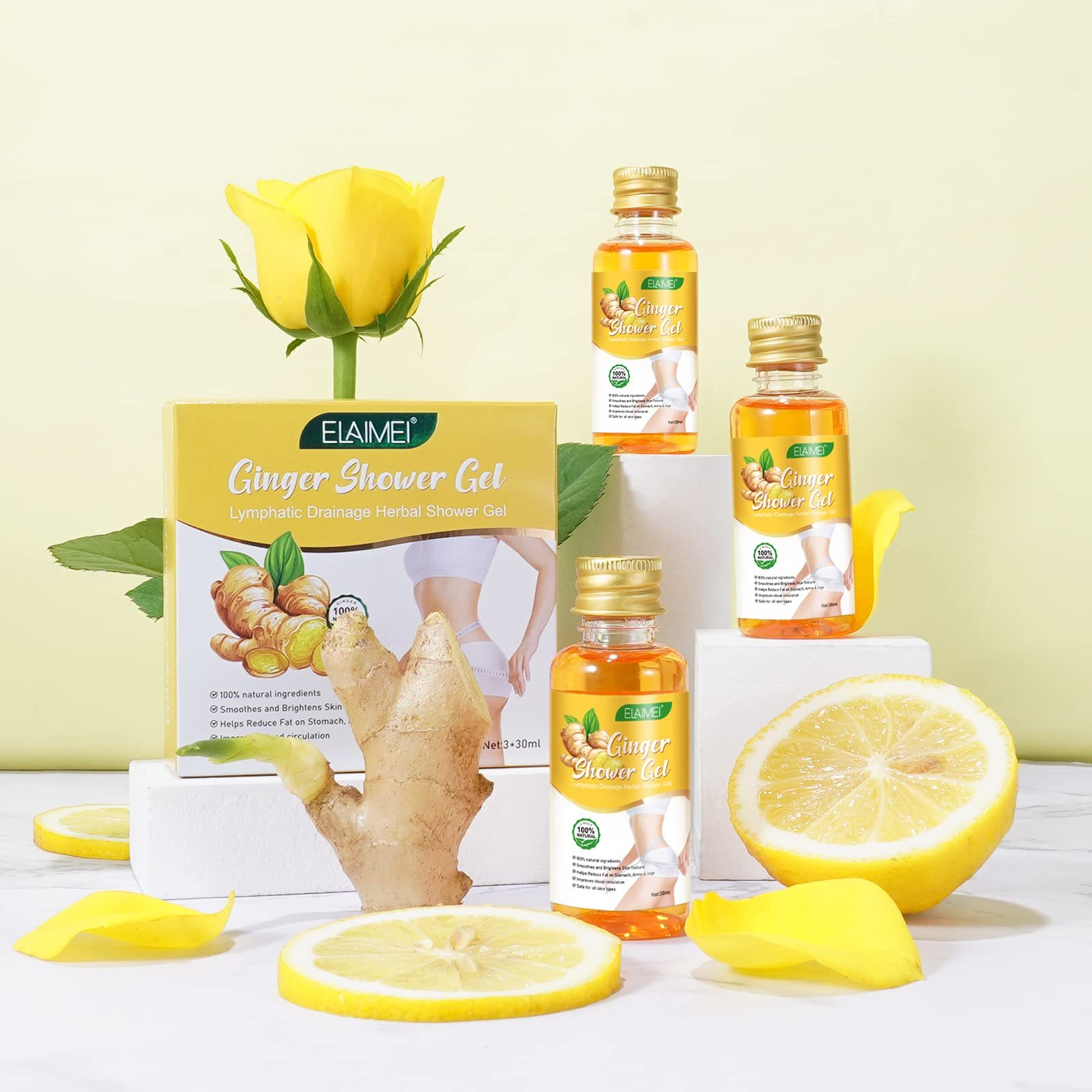 Травяной гель для душа для лимфодренажа Ginger Organic 3 х 30 мл, фото №7