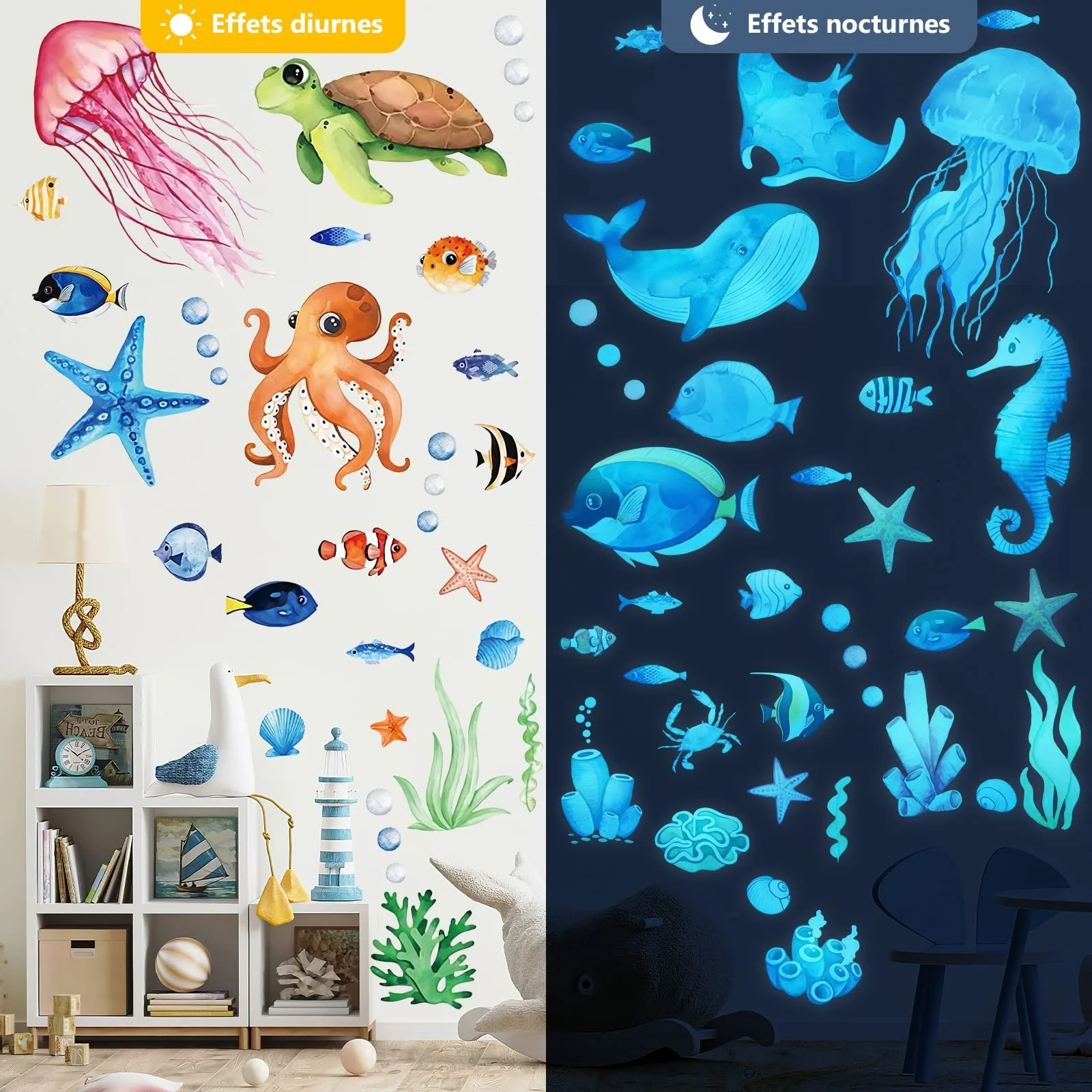 Наклейка на стіну Світні зірки Морські тварини Світна флуоресцентна Морський світ, фото №3 Наклейка на стіну Світні зірки Морські тварини Світна флуоресцентна Морський світ, фото №3