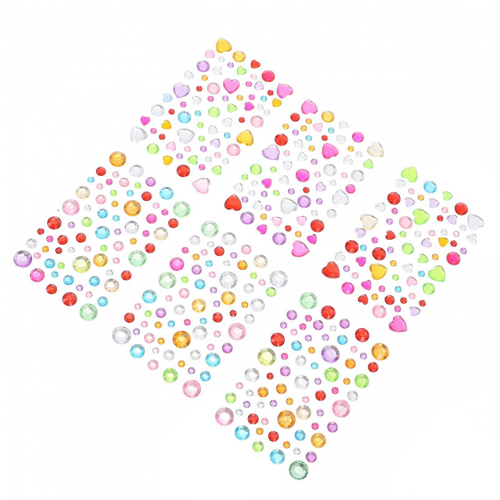 Наклейки Стразы WOONEKY Сердце для лица 12 листов, для детей, блестки для ногтей, драгоценные камни для ногтей, аксессуары для волос, Хэллоуин, вечеринка, лицо, камни для глаз, фото №1