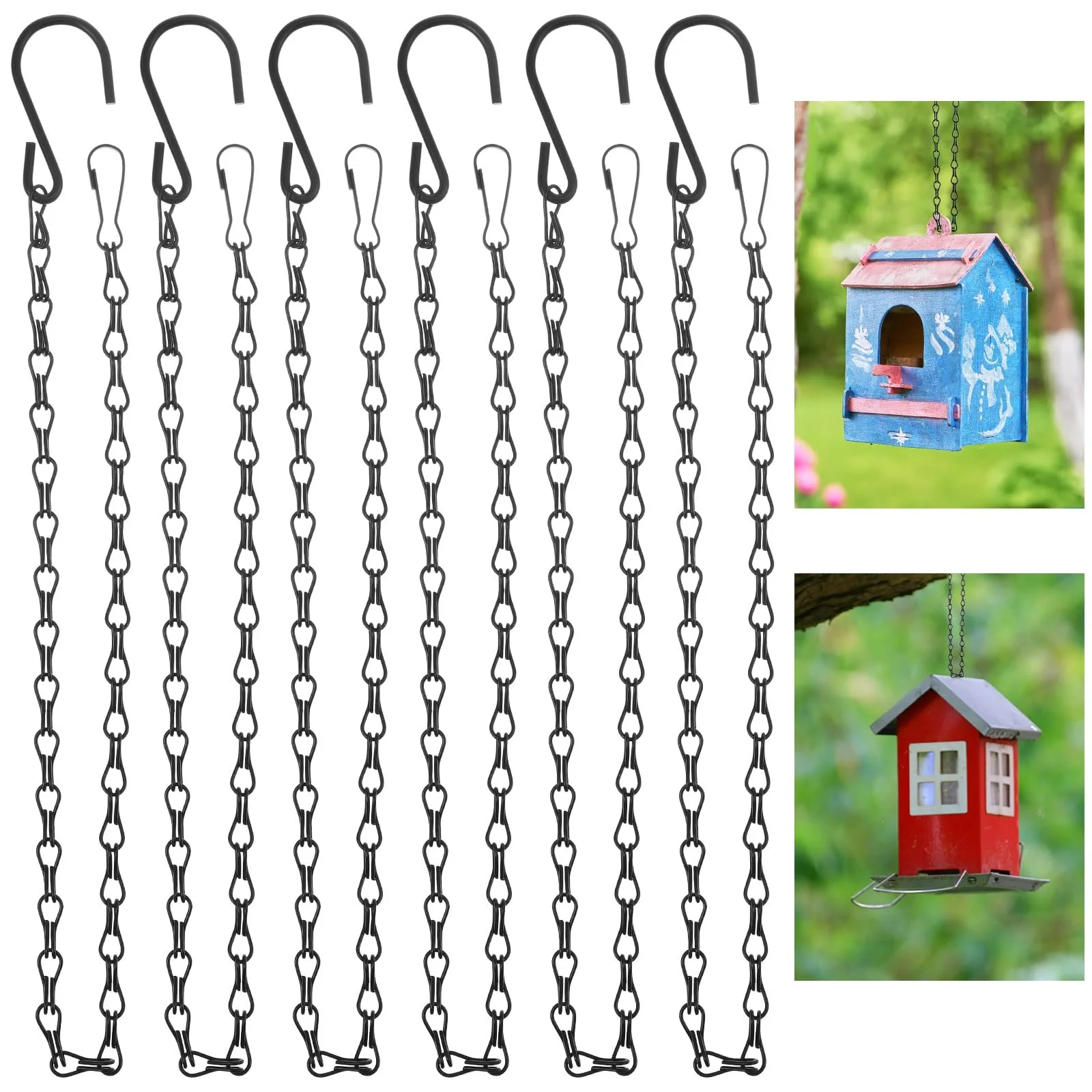 Ланцюжки для підвісних кошиків Ouligay Metal 50 см 6 шт. Black, фото №1