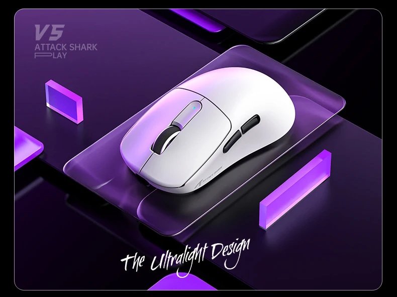 Ігрова мишка Attack Shark V5 White PAW3950MAX 42K DPI 8000Гц 750IPS 50G, фото №15