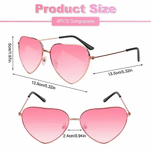 Солнцезащитные очки RISVOWO в форме сердца, металлическая оправа, ретро, ​​розовые, 4 пары. synthetic.ua - Фото 1