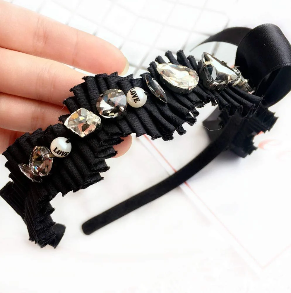 Обруч Шовковий з кристалами, камінням та перлами, фото №1