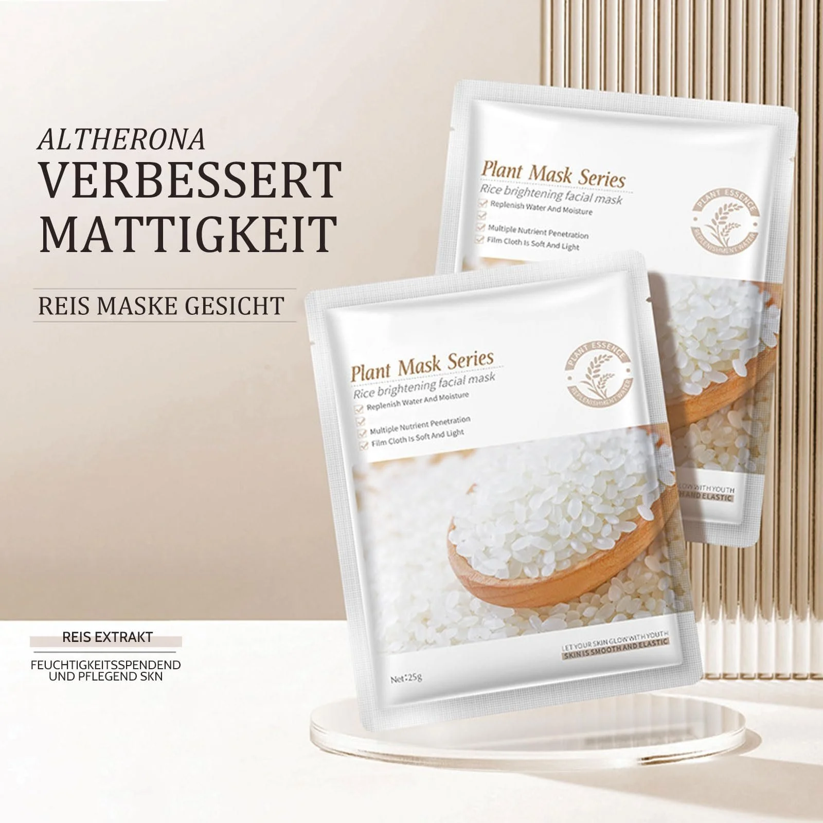 Тканинна маска для обличчя Altherona Rice Mask з екстрактом рису 7 шт. для зволоження та очищення, фото №5