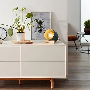 Настольная лампа Lightbox Scandinavian 20 x 16 x 22 см E27 25 Вт металл/дерево бирюзовая synthetic.ua - Фото 1