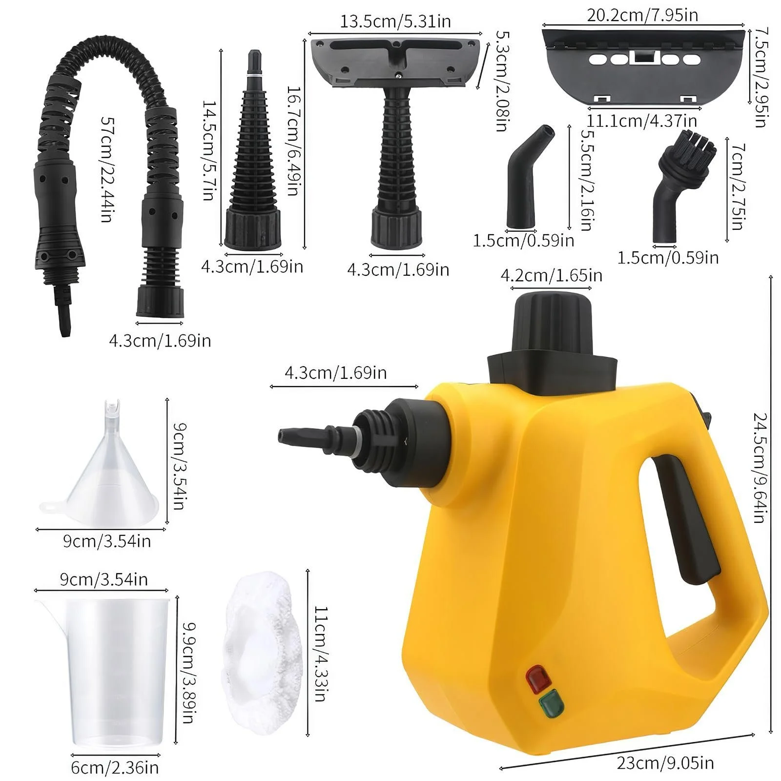 Ручной пароочиститель 1000 W 3.0 Bar 350 ml с 9 аксессуарами для дома и автомобиля, фото №2