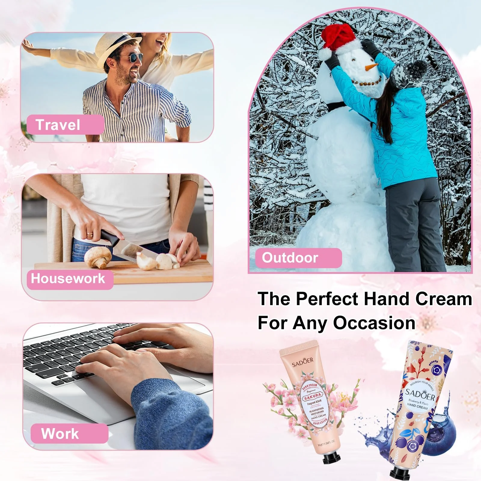 Крем для рук Набір 21 шт Міні крем для рук Жіночий подарунковий набір Авокадо Олива Лимон Чорниця Сакура, фото №5