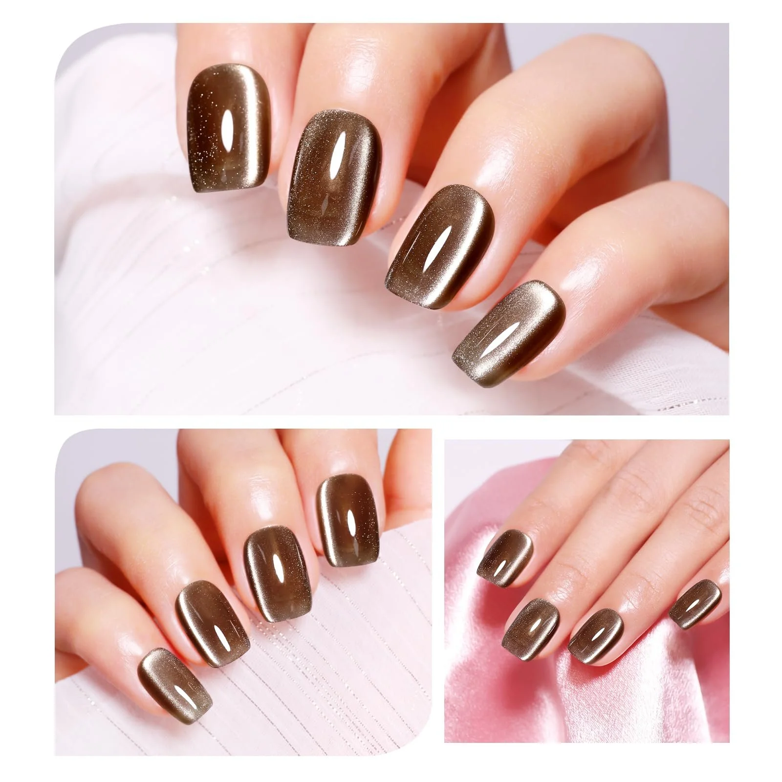 Гель-лак Imtiti Cat Eye Moonlight, 15 мл, телесно-янтарный, светло-коричневый, магнитный УФ-гель-лак с магнитной палочкой для дизайна ногтей, 1 штука, фото №5