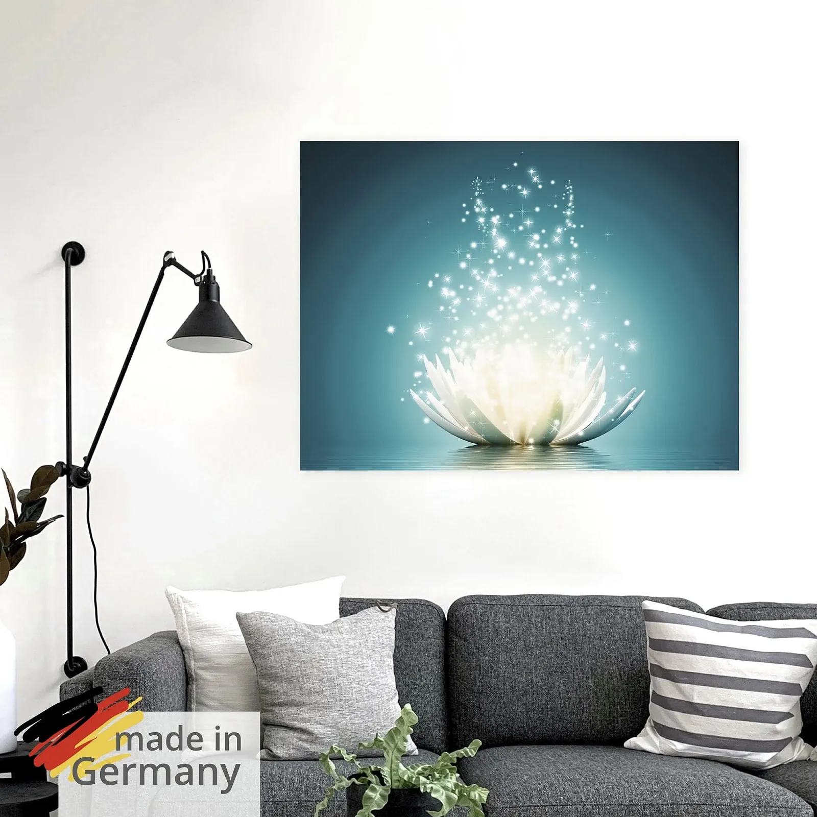 Наклейка на стіну ARTland T9NM Квіти лотоса Вінілова самоклеюча 80 x 60 см Бірюзова, фото №5