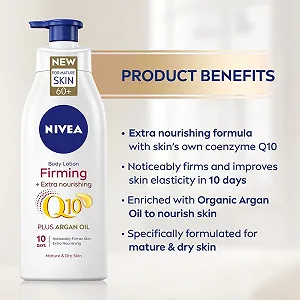 Лосьон для тела NIVEA Q10 60+ для зрелой кожи (400 мл), питательный укрепляющий крем с Q10 и аргановым маслом, увлажняющий крем NIVEA 72H для стареющей и зрелой кожи synthetic.ua - Фото 1
