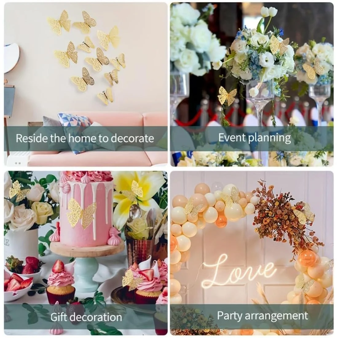 Наклейки на стіну Декоративні метелики 3D 24 шт. 3 розміри, фото №5