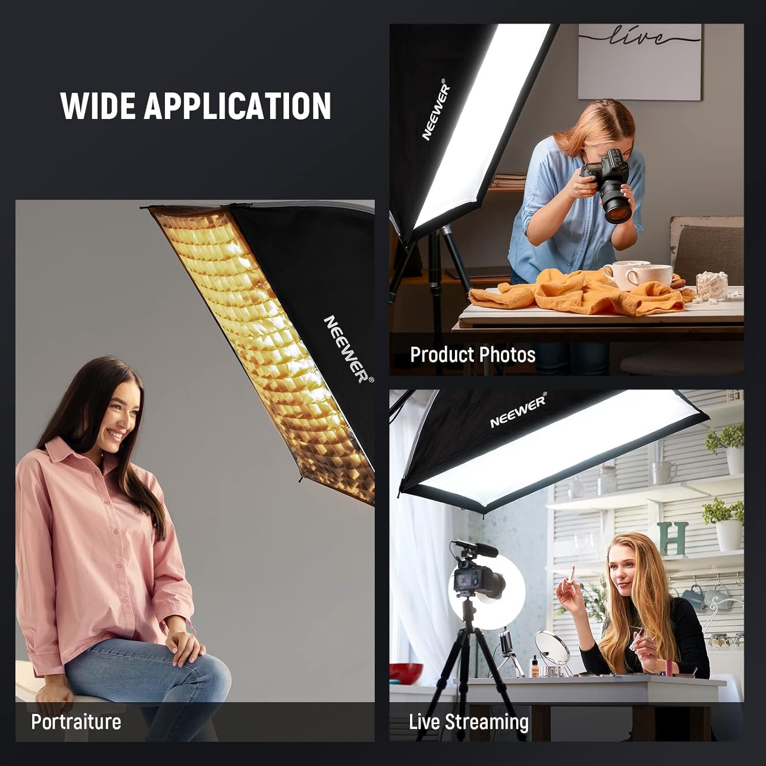 Софтбокс прямоугольный NEEWER / 60x90см / Черный, фото №6
