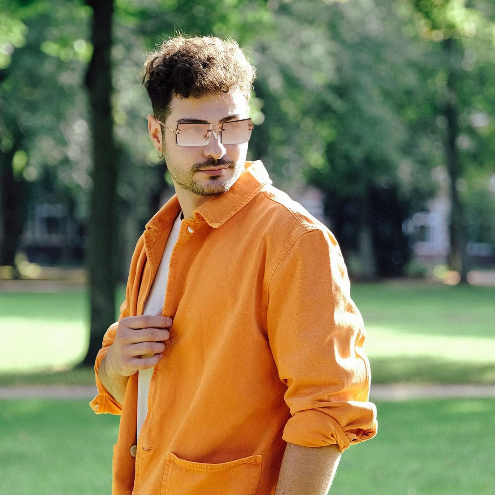 Сонцезахисні Окуляри Ретро EUPSIIU Прямокутні Без Обрамлення для Жінок та Чоловіків, фото №3 Сонцезахисні Окуляри Ретро EUPSIIU Прямокутні Без Обрамлення для Жінок та Чоловіків, фото №3