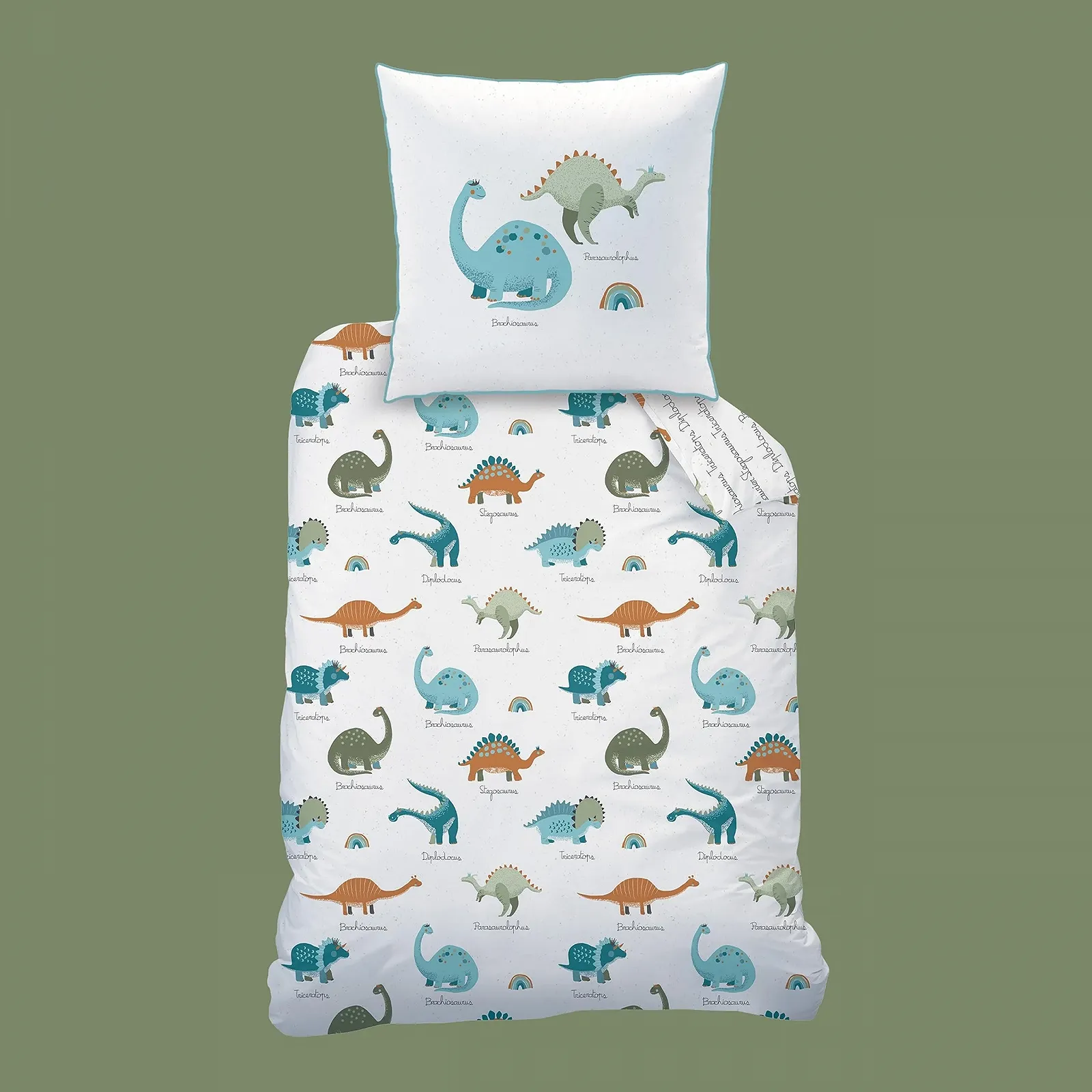 Постельное белье Dino 135 x 200 см 80 x 80 см, Динозавр, Радуга, 100% Хлопок, Молния, фото №4
