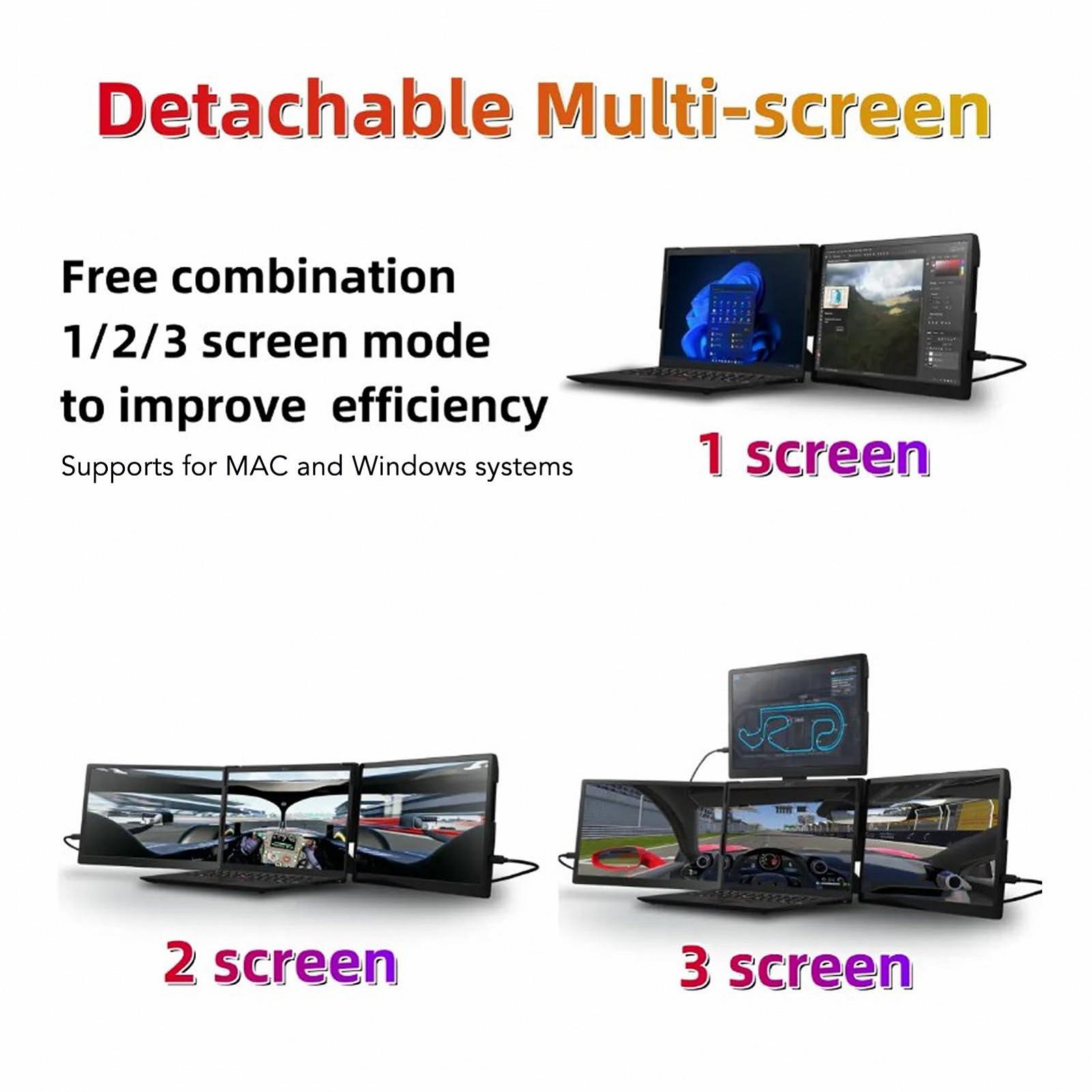 Экран ASHATA 13.3 Inch DIY Portable HD Triple Screen для ноутбуков 11.6-17 дюймов, фото №5