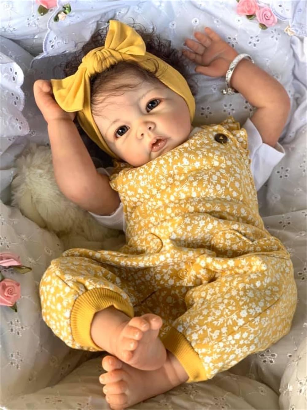Кукла Anano Reborn Baby Girl Toddler 50 см Реалистичная силиконовая с повязкой, фото №4