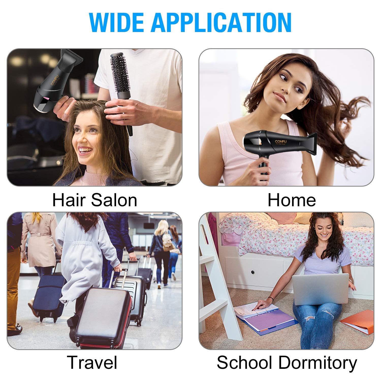 Фен Confu Ionic Salon Professional, 2300 Вт, чорний, фото №5