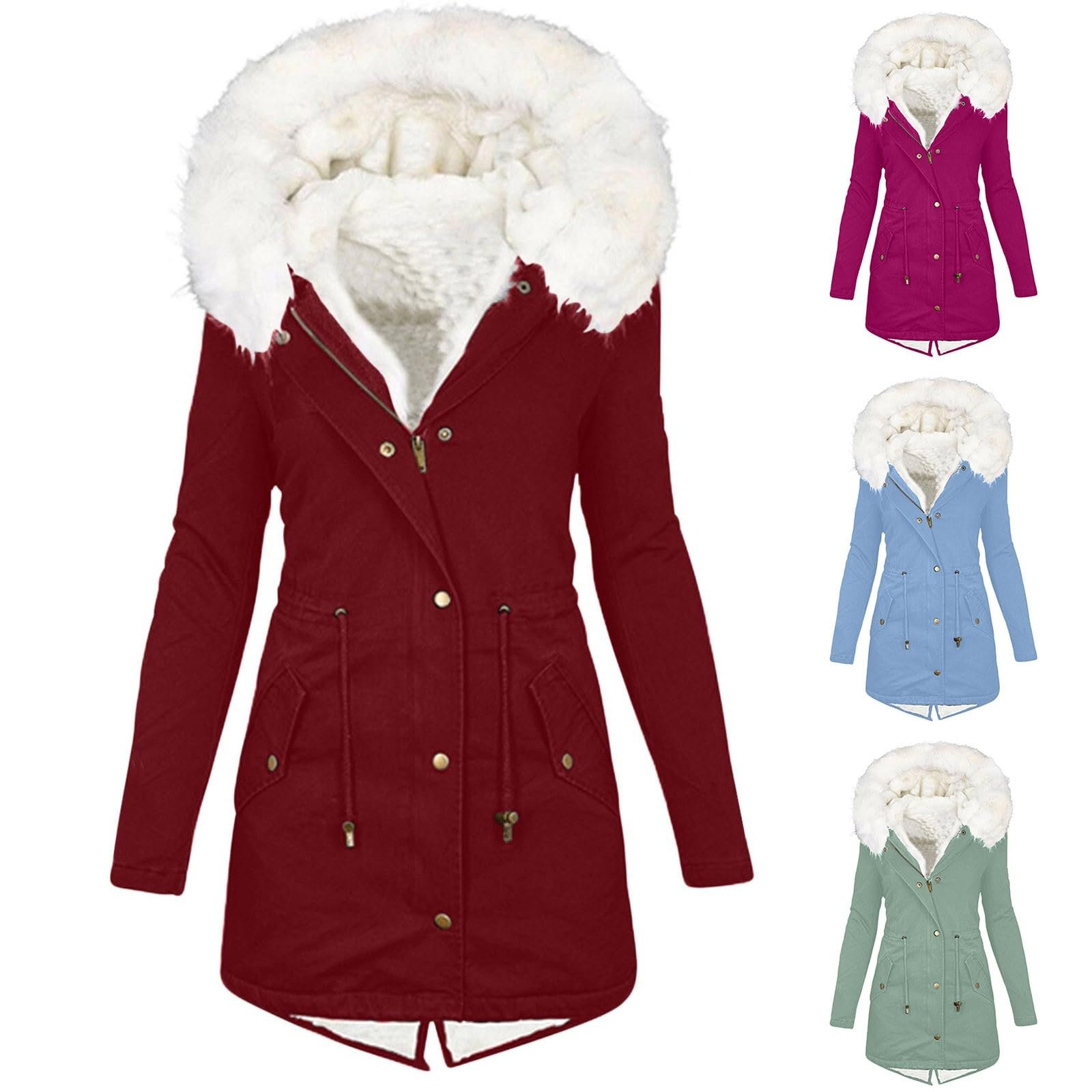 Зимнее пальто EMATOP Женская теплая длинная куртка Хлопковая однотонная куртка для хайкинга с капюшоном Зимнее пальто Длинный рукав Элегантное стеганое пальто Осенняя зимняя уличная хлопковая куртка Теплая зимняя парка, фото №4