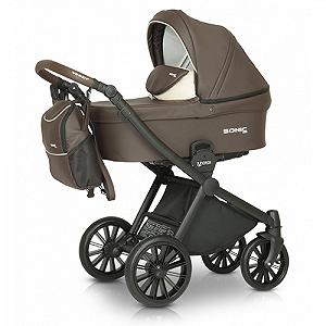 Детская коляска 3 в 1 Sonic Soft 03, Коричневая - Фото 1