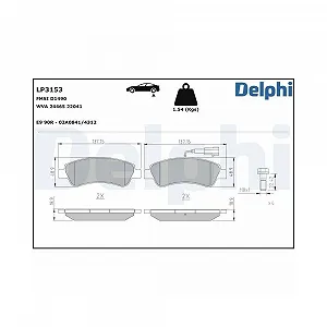 Комплект тормозных колодок DELPHI LP3153 дисковый тормоз для CITROËN FIAT OPEL PEUGEOT - Фото 1