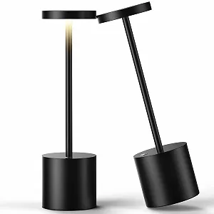 Настільна лампа Акумуляторна 5000 мАг Металева Алюмінієва Диммована LED USB Чорна (2 шт.) - Фото 1