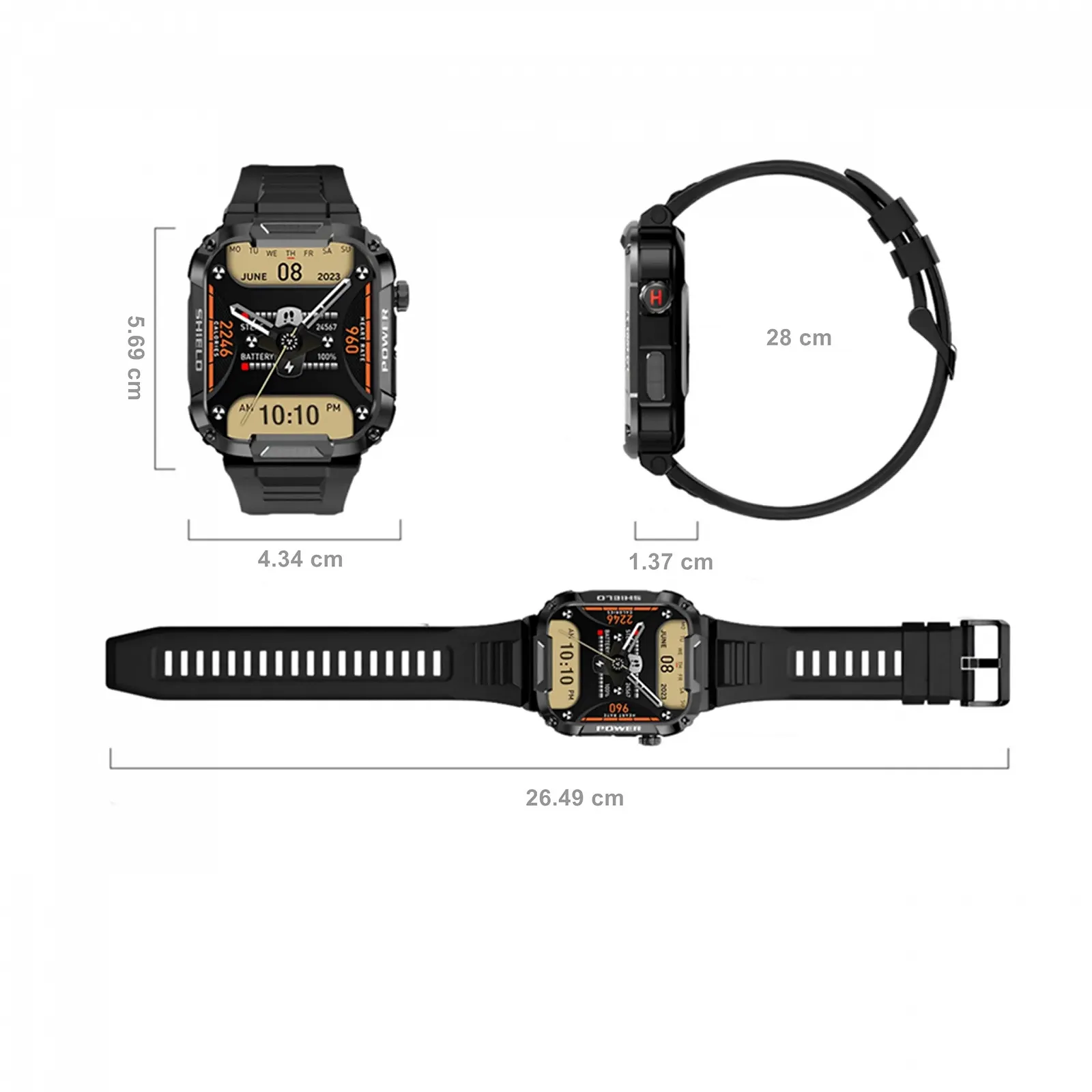 Смарт-часы Military Carneedi Мужские Спортивные Желтый, фото №8 Смарт-часы Military Carneedi Мужские Спортивные Желтый, фото №8