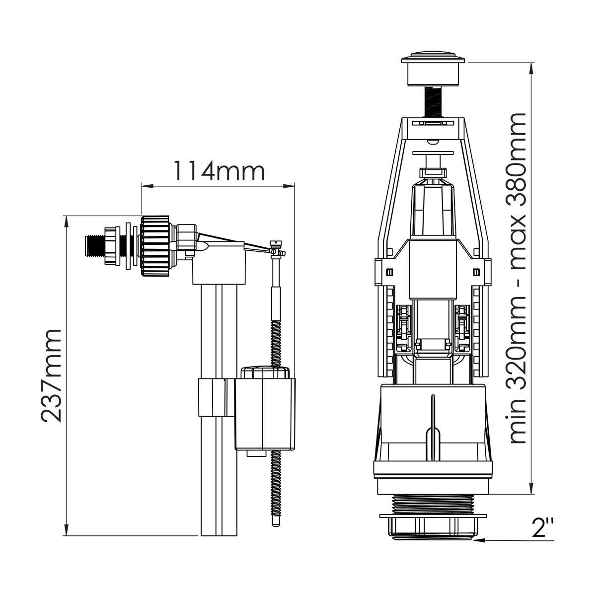 Арматура для унітазу бічне підведення 1/2 Nova 4126, фото №3
