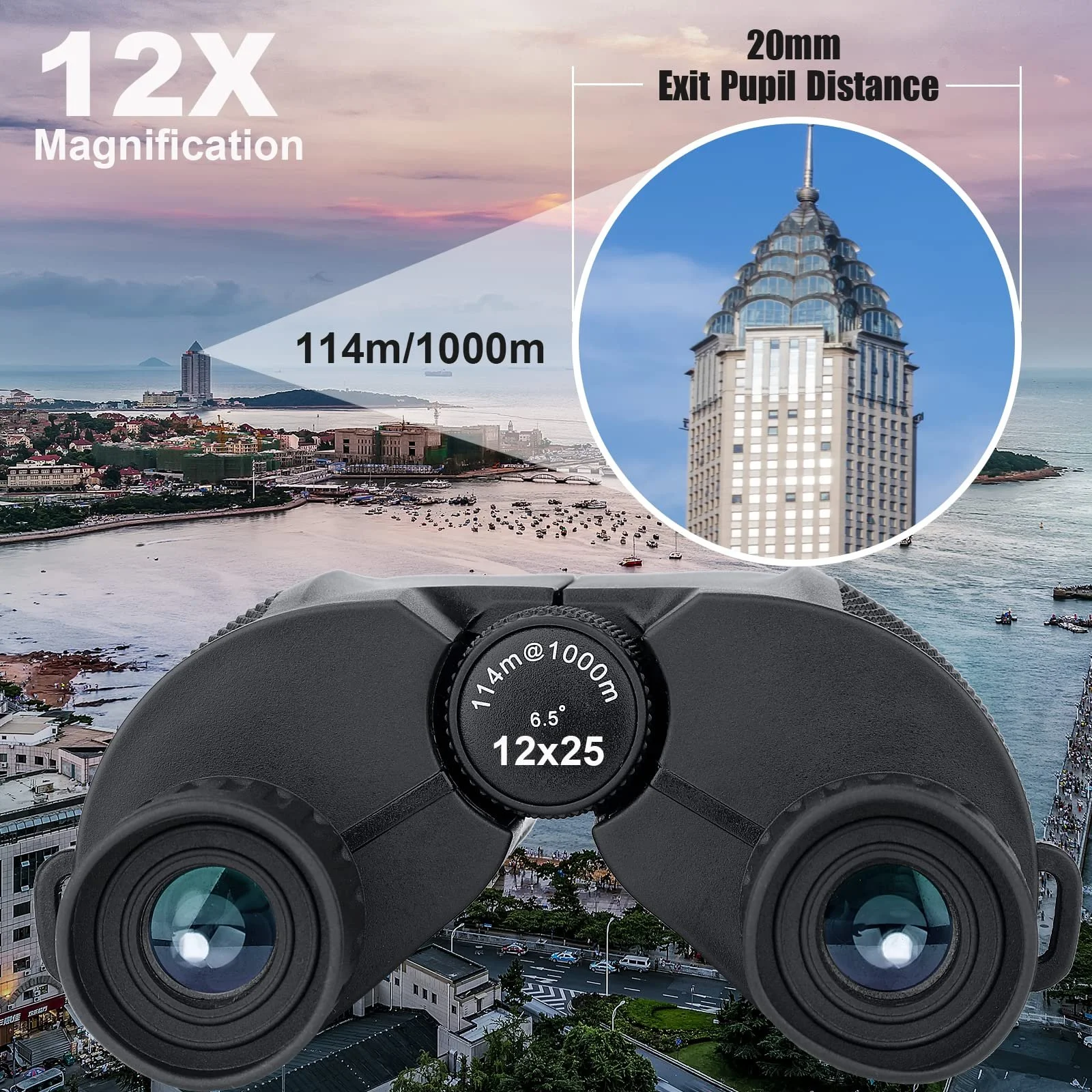 Бінокль компактний LAKWAR 12x25 портативний з нічним баченням, фото №3