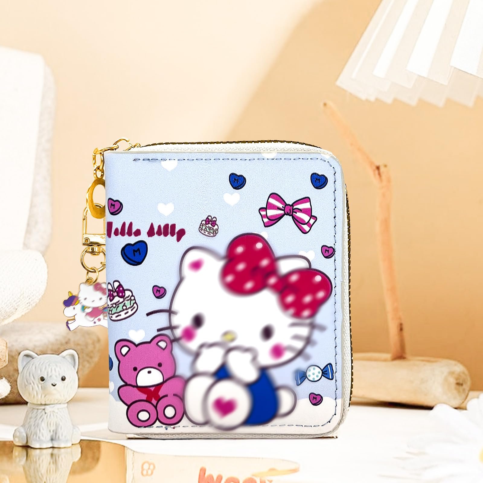 Кошелек Elie&Eason Kitty, брелок Kitty, мультяшные подарки Kawaii, гладкий водонепроницаемый многослойный Hello Kty для женщин и девочек, фото №5