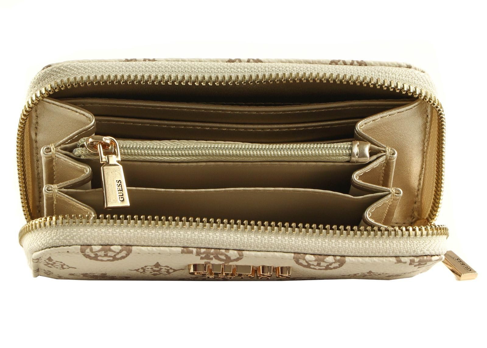 Кошелек GUESS Laurel SLG Medium Zip Around Cream Logo, кремовый логотип, фото №2