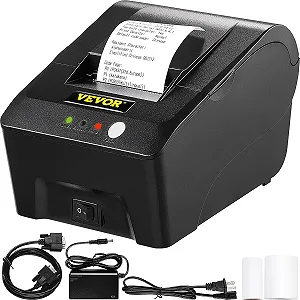 Чековий принтер VEVOR RP58E / Ширина чека 58 мм / Термодрук / USB, Bluetooth, Ethernet / 90 мм/с / ESC/POS / Чорний - Фото 1